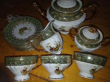caynik: Çay dəsti, rəng - Yaşıl, Farfor, 6 nəfərlik, Almaniya — 1