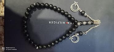 Qara daş muncuqlu təsbeh - Klassik mat qara muncuqlardan düzülmüş