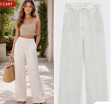 qadın şalvar: Kətan şalvar.Brend ZARA.M ölçü.Təzədir.Etiketlidir.Almaniyadan — 1