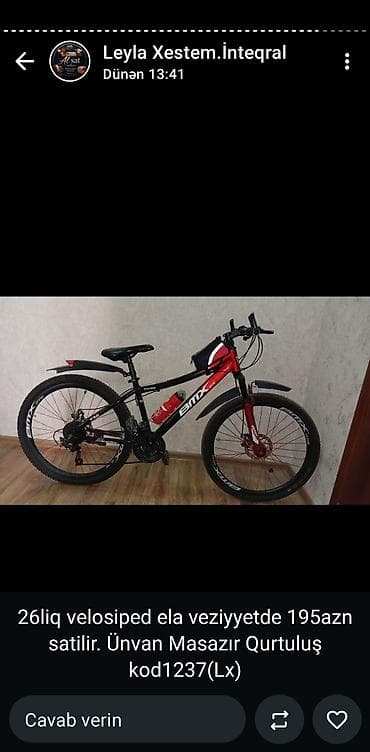 24 luk velosiped qiymetleri: 26-lıq BMX tipli dağ velosipedi - Çərçivə: alüminium görünüşlü — 1