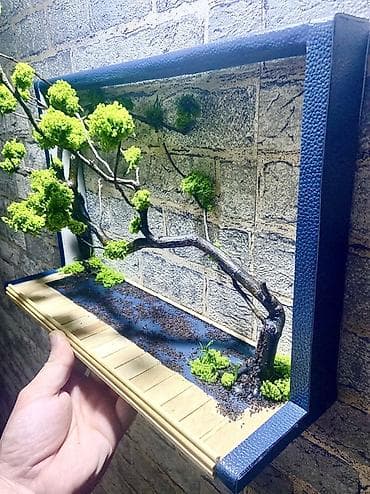 quru süd: Divar üçün 3D mini landşaft paneli - Tərkib: təbii quru budaq — 3