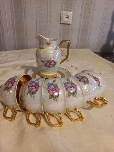 İçki üçün qablar: Çay dəsti, rəng - Ağ, Farfor — 1