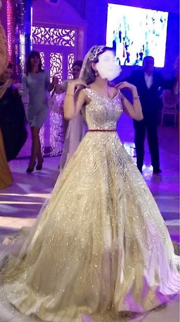 Zərif gəlinlik, A-line/prinsessa kəsimi, geniş ətəkli və quyruqlu — 1