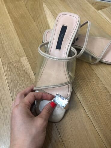 босоножки 27 размера: Сабо, Размер: 37.5, цвет - Бежевый, Б/у — 3