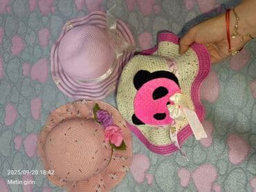 Uşaq papaqları dəsti - 3 ədəd qız uşağı üçün yay papağı - Material