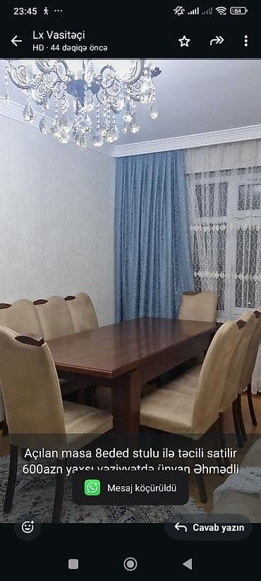 tap az divan: Açılan masa 8eded stulu ilə təcili satilir 600azn yaxşı vəziyyətdə — 1