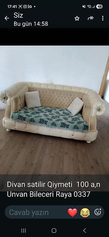 çay evi divan: - Divan satılır - Klassik dizaynlı, qabarıq düyməli arxa hissə və — 1
