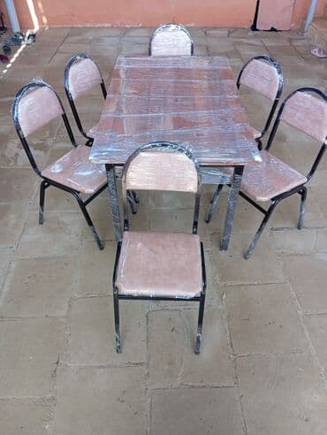 stol stul işlenmiş: Yeni, Dördbucaq masa, 6 stul, Açılmayan, Stullar ilə, Metal, Almaniya — 5