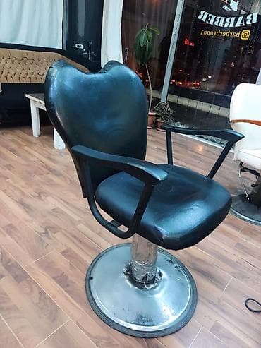 Bərbər salonu üçün peşəkar kreslo - Rəng: qara - Material: süni dəri