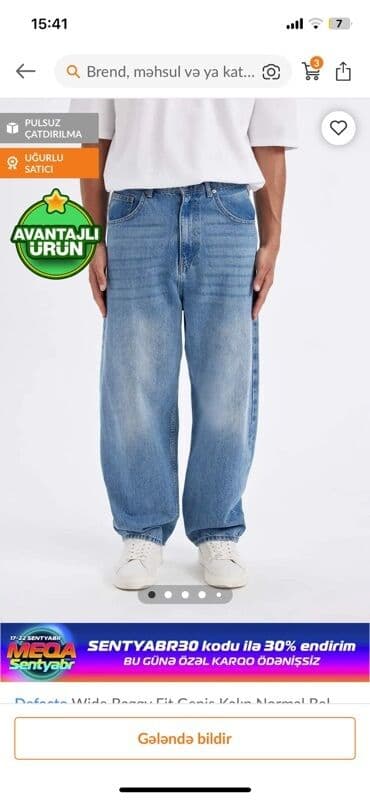 механические часы в баку: Məhsul: Kişi geniş kəsimli cins şalvar - Stil: Wide/Baggy fit – — 2