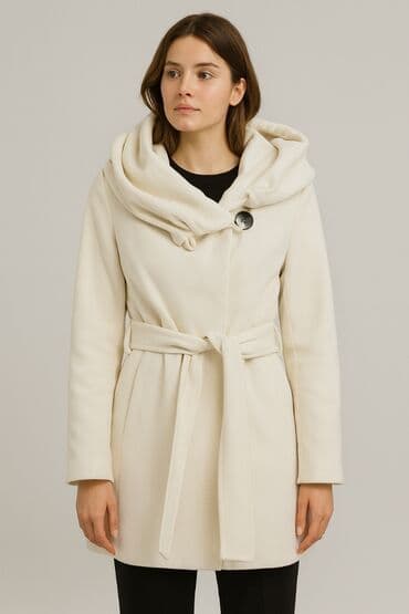 женское пальто с капюшоном: Пальто, цвет - Белый — 1