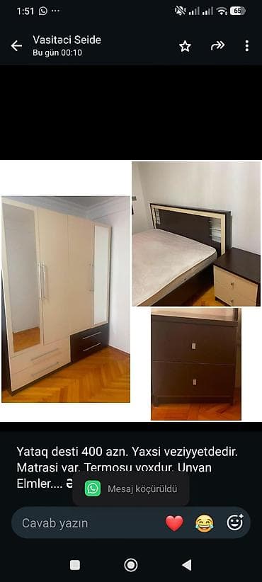 ucuz termolar: Yataq desti 400 azn. Yaxsi veziyyetdedir. Matrasi var. Termosu yoxdur — 1