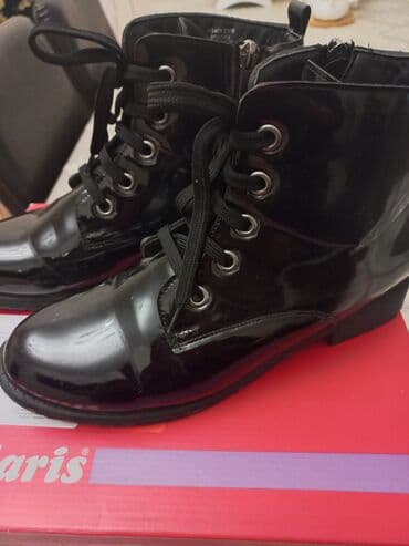Polaris markalı qara laklı uşaq/yeniyetmə botları - Model: bağcıqlı
