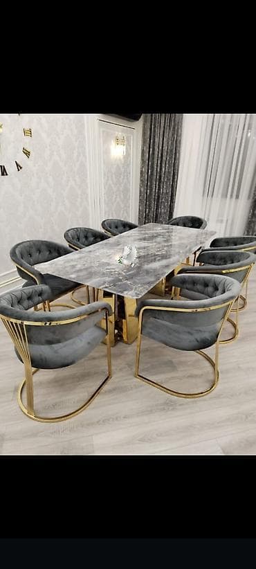 2 ci el stol stul: Qonaq otağı üçün, Yeni, Dördbucaq masa, 8 stul — 1