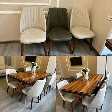 Qonaq otağı üçün, İşlənmiş, Açılan, Kvadrat masa, 6 stul