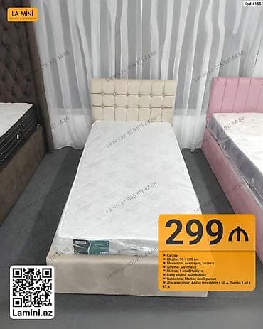 Tək nəfərlik çarpayı – kod: 4155 - Ölçü: 90 × 200 sm - Mexanizm — 2