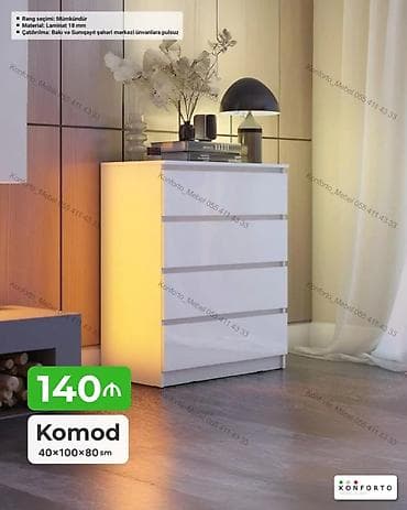 Komodlar: Komod – 40×100×80 sm - Material: 18 mm laminat - Rəng seçimi — 1