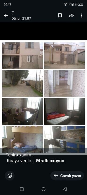 əmircanda kirajə evlər: Tahirə xanım . Kirayə verilir Xırdalan kuruqu yaxınlıqında ev kirayə — 1