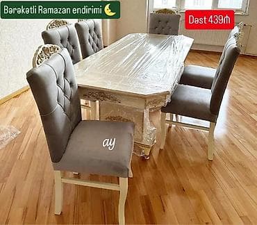 Qonaq otağı üçün, Açılmayan, Dördbucaq masa, 6 stul
