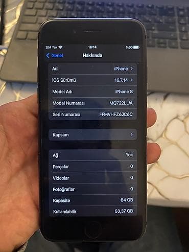 artel 32 smart: IPhone 8, 64 GB, Space Gray, Barmaq izi — 8