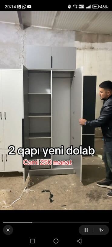 Ofis mebeli: Yeni, Açılan, 2 qapılı Düz dolab, Qarderob, paltar dolabı — 3