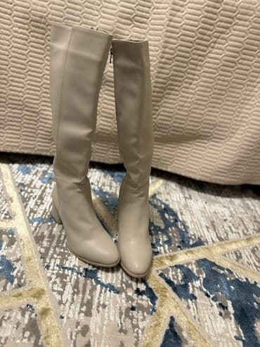 женские леггинсы со вставками: Ботфорты, Размер: 40, цвет - Бежевый, Новый — 2