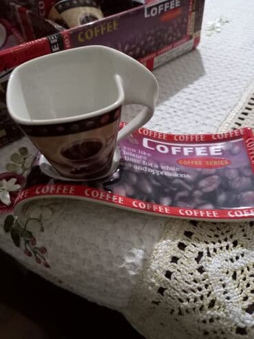 Süfrə qab-qacaqı: Qəhvə dəsti, rəng - Qəhvəyi, Keramika, 6 nəfərlik, Türkiyə — 2