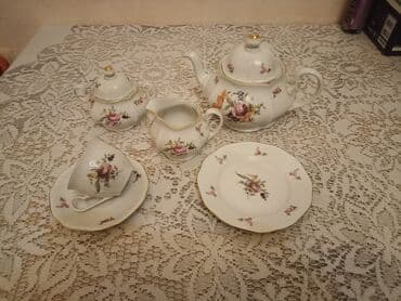 Çay dəsti, rəng - Ağ, Farfor, Bohemia, 12 nəfərlik, Çexiya