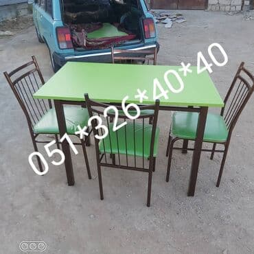 Masa və oturacaq dəstləri: Qonaq otağı üçün, Yeni, Açılan, Dördbucaq masa, 4 stul — 10