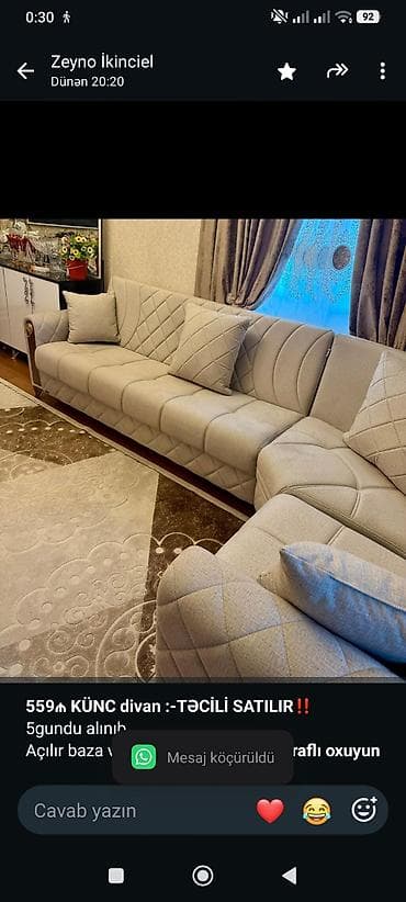 acilan divan: *559₼ KÜNC divan :-TƏCİLİ SATILIR*‼️ 5gundu alınıb Açılır baza var — 1