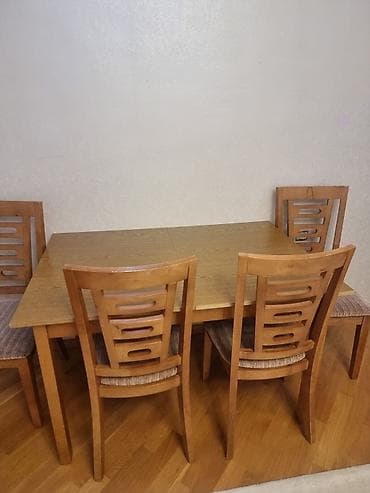 saloglu stullar: Mətbəx üçün, Açılan, Dördbucaq masa, 4 stul — 1