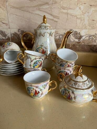 Qida məhsulları: Çay dəsti, rəng - Qızılı, Farfor, 6 nəfərlik — 3