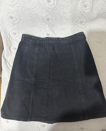 Ətəklər: Qara denim ətək - Material: qalın denim (cins parça) - Rəng: tünd — 2
