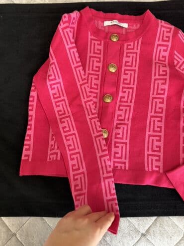 Hicab: Qadın sviteri/kardiqan – çəhrayı tonlarda, yunan frezi naxışlı — 2