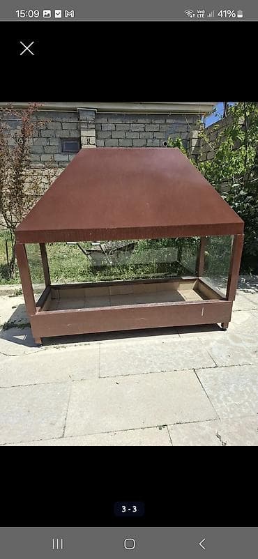 Metall konstruksiyalı şüşəbənd-mangal/qril stendi - Material: qalın