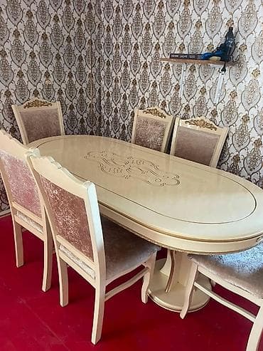 Qonaq otağı üçün, İşlənmiş, Oval masa, 6 stul lalafo.az -da Qonaq otağı üçün, İşlənmiş, Oval masa, 6 stul
