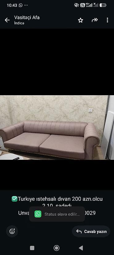 ✅Turkıye ıstehsalı dıvan 200 azn.olcu 2.10 .sadedı Unvan yasamal at lalafo.az ✅Turkıye ıstehsalı dıvan 200 azn.olcu 2.10 .sadedı Unvan yasamal