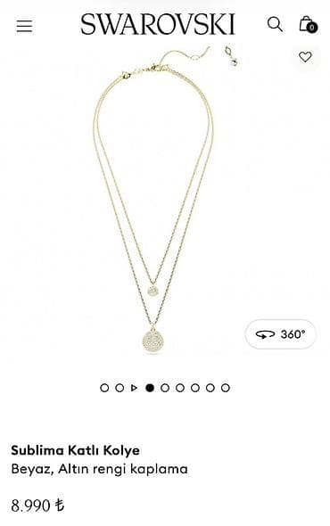 sep ucuz: Swarovski Sublima Katlı Kolye – iki qatlı dizayn - Rəng: Ağ daşlar — 3