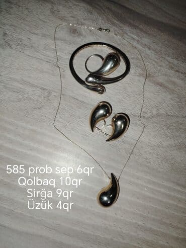 sep sekilleri: Dəstə daxildir: Kulon, Sarı qızıl, 585 Əyar, 96 g — 8