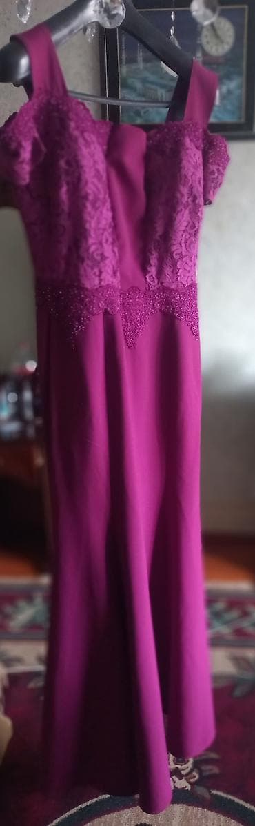 xonca bezemek: Qadın geyimi – bənövşəyi/füşa rəngində uzun ziyafət donu - Model — 1