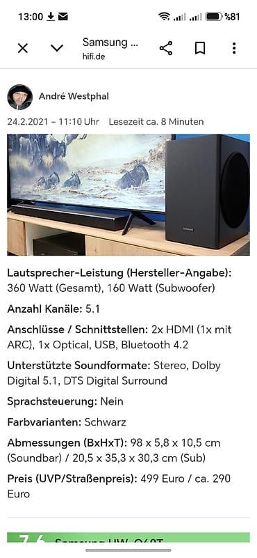 Musiqi mərkəzləri: Orginal Samsung 5.1 Soundbar HW-Q60T Bluetooth USB Optik Ev kinoteatrı — 5