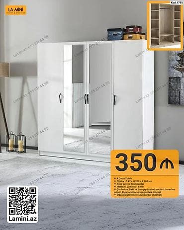 borular: 4 qapılı dolab – La Mini (Kod: 1795) - Ölçülər: D 47 × H 200 × E 160 — 1