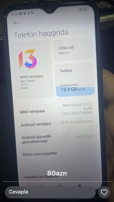 üz qırxan maşınka: Redmi 9-64gb.heç bir problemi yoxdu.telefon ustada olmuyub.nöqtə belə — 8