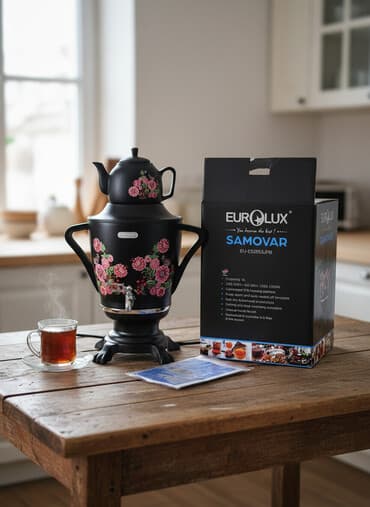 paslanmaz polad: Yeni Elektrik Samovar, 4 l, Ünvandan götürmə — 1