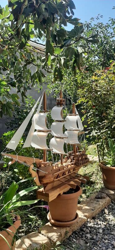 антикварные часы настенные: Taxta yelkənli gəmi maketi - Material: tamamilə ağacdan hazırlanmış — 1