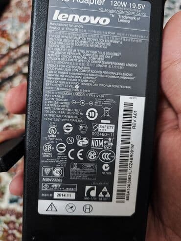 işlenmiş komputer: Lenovo 120w adapter Originaldır, monoblokun üstündə gəlmə adapterdir — 2