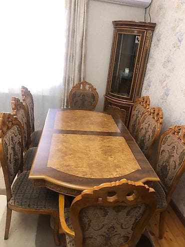 Qonaq otağı üçün, İşlənmiş, Açılan, Kvadrat masa, 8 stul — 1