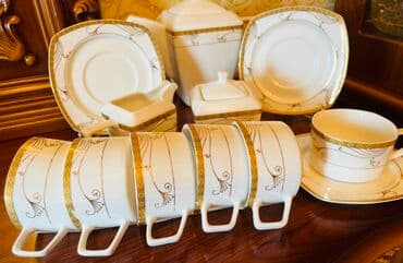 Mətbəx aksesuarları: Nahar dəsti, rəng - Ağ, Farfor — 1