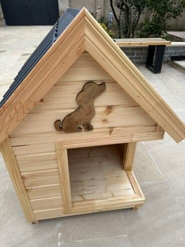 it üçün zəncir: Taxta it evi 1x60 - Material: təbii ağacdan yığılmış, hamar işlənmiş — 4