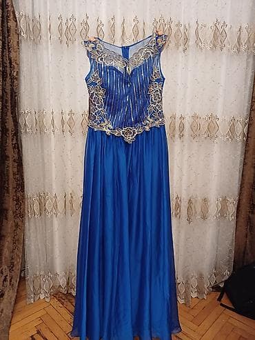 Mavi rəngli gecə/libas - Stil: Uzun, maxi ölçüdə zərif ziyafət geyimi
